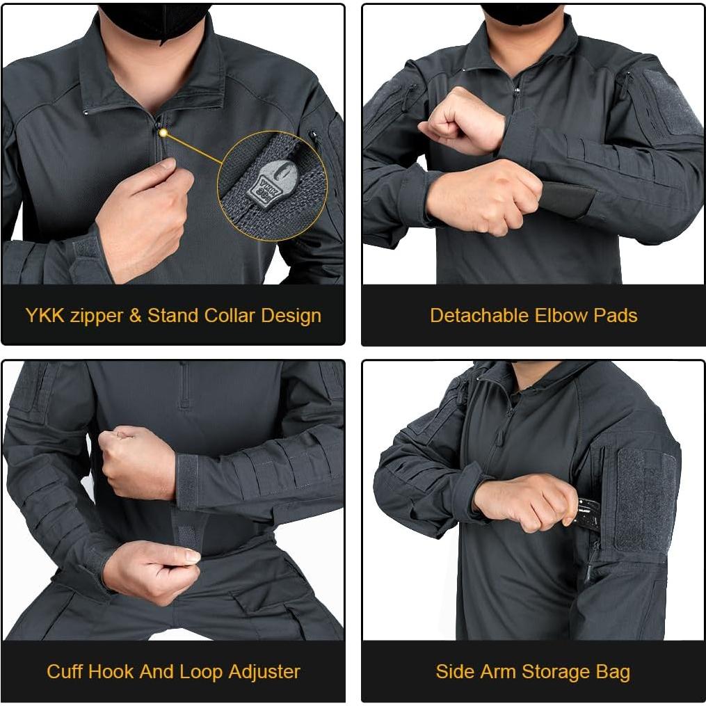 Camisa Táctica de Manga Larga IDOGEAR para Hombre - Gris