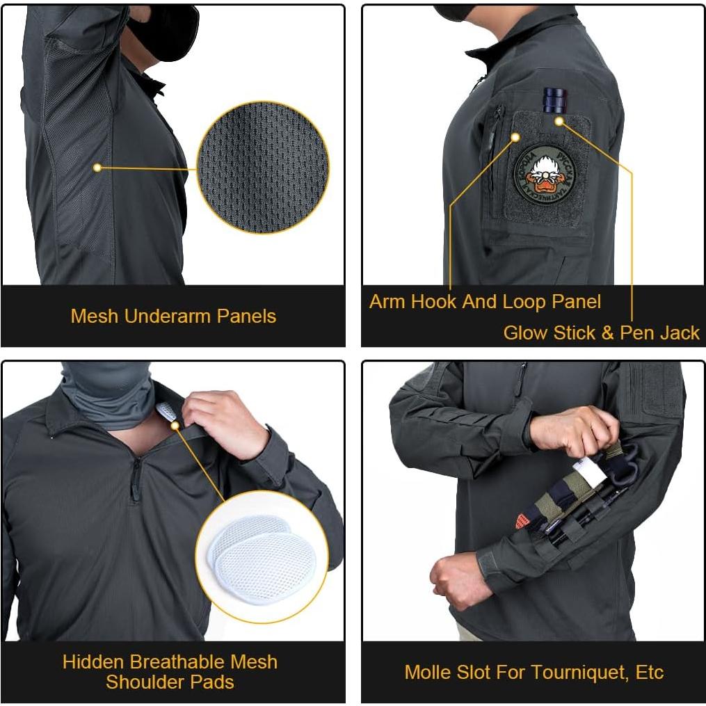 Camisa Táctica de Manga Larga IDOGEAR para Hombre - Gris