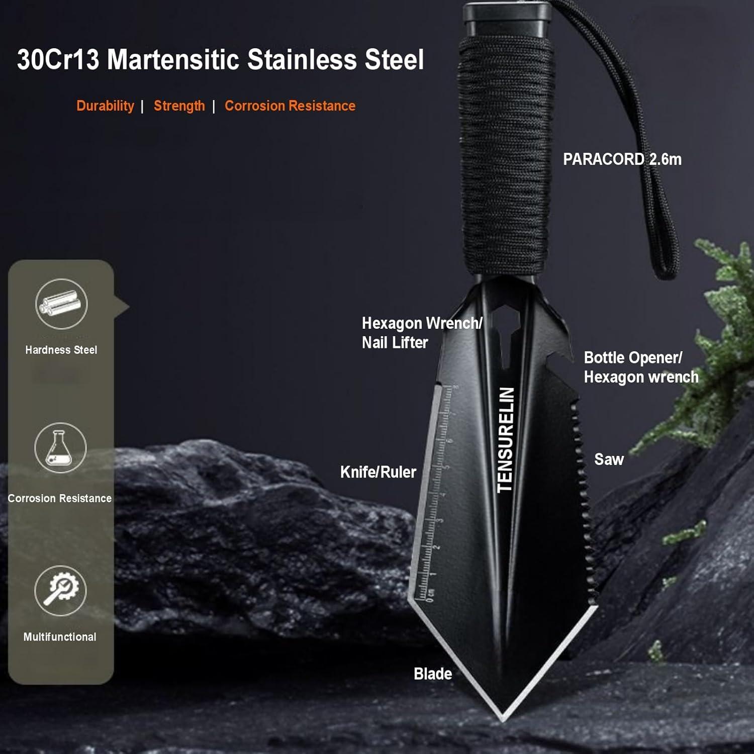 Pala de Supervivencia TENSURELIN Plegable 1.58kg Acero Carbono