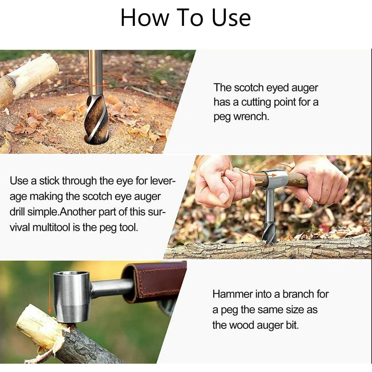 Broca Manual Bushcraft Mejor 2 en 1 - Auger de Madera 2.54 cm