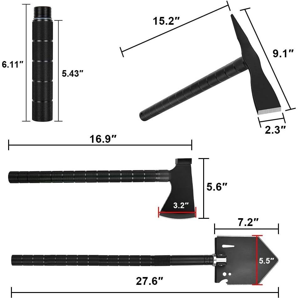 Pala de Supervivencia Yeacool Multi-Herramienta Plegable 152 cm