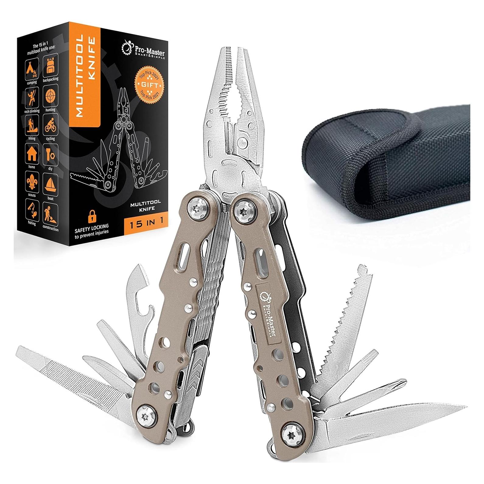 Cuchillo Multitool 15 en 1 ProMaster - Acero Inoxidable Plegable