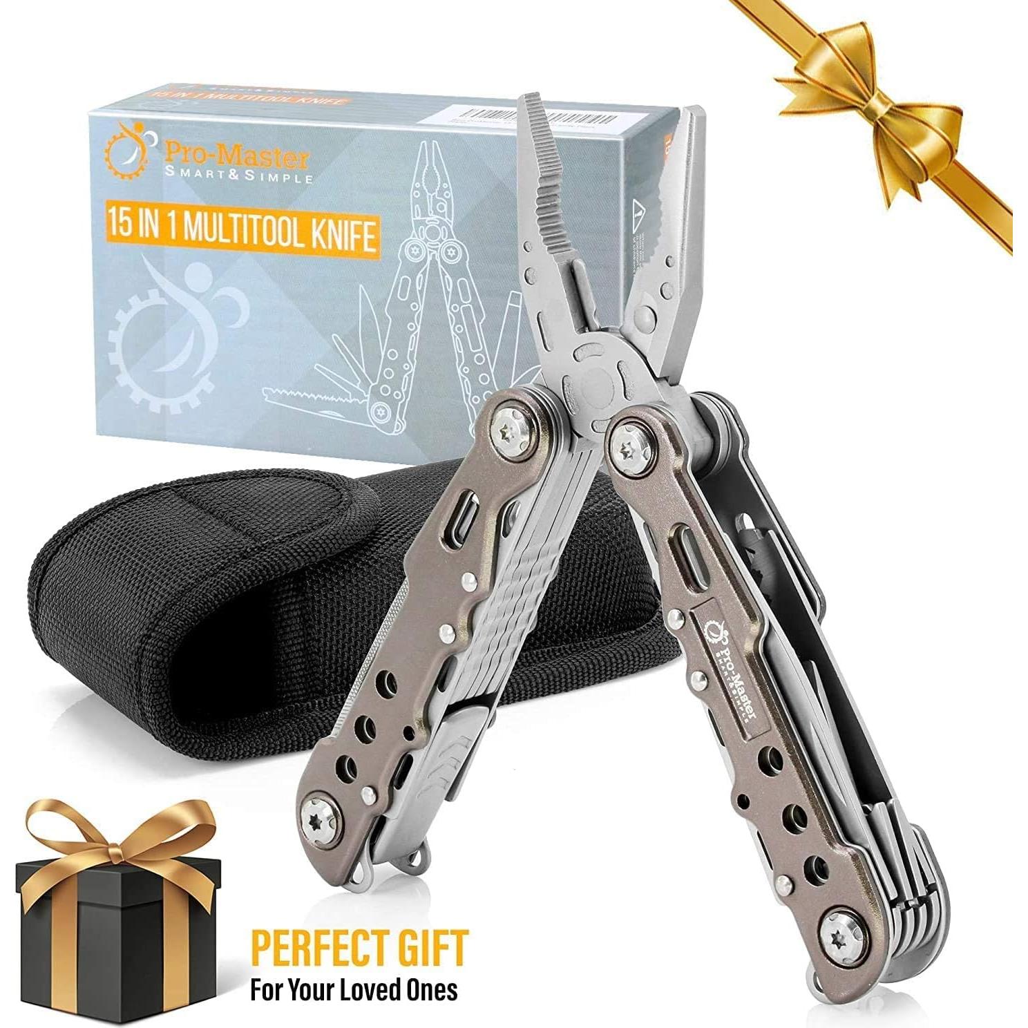 Cuchillo Multitool 15 en 1 ProMaster - Acero Inoxidable Plegable