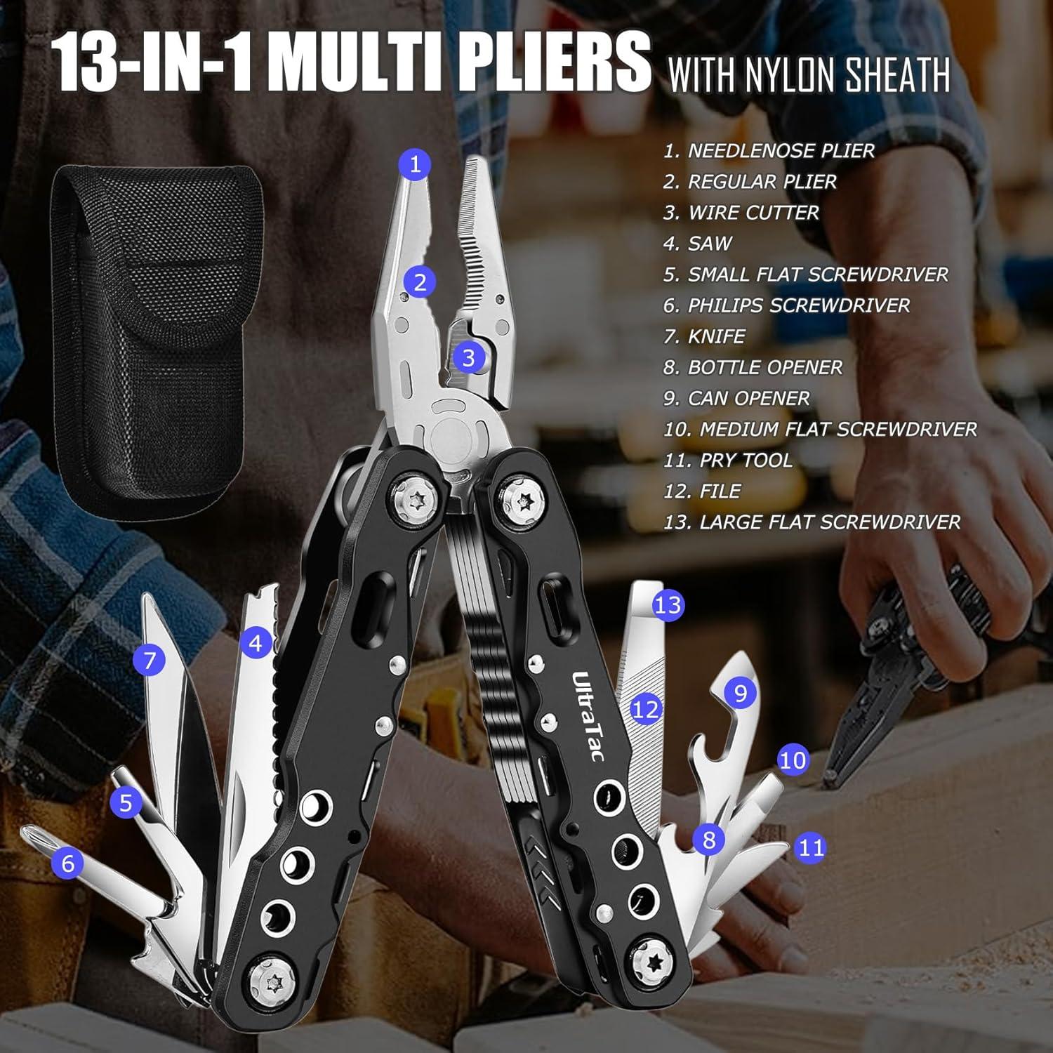 UltraTac Multitool 13 en 1 Compacto para Supervivencia