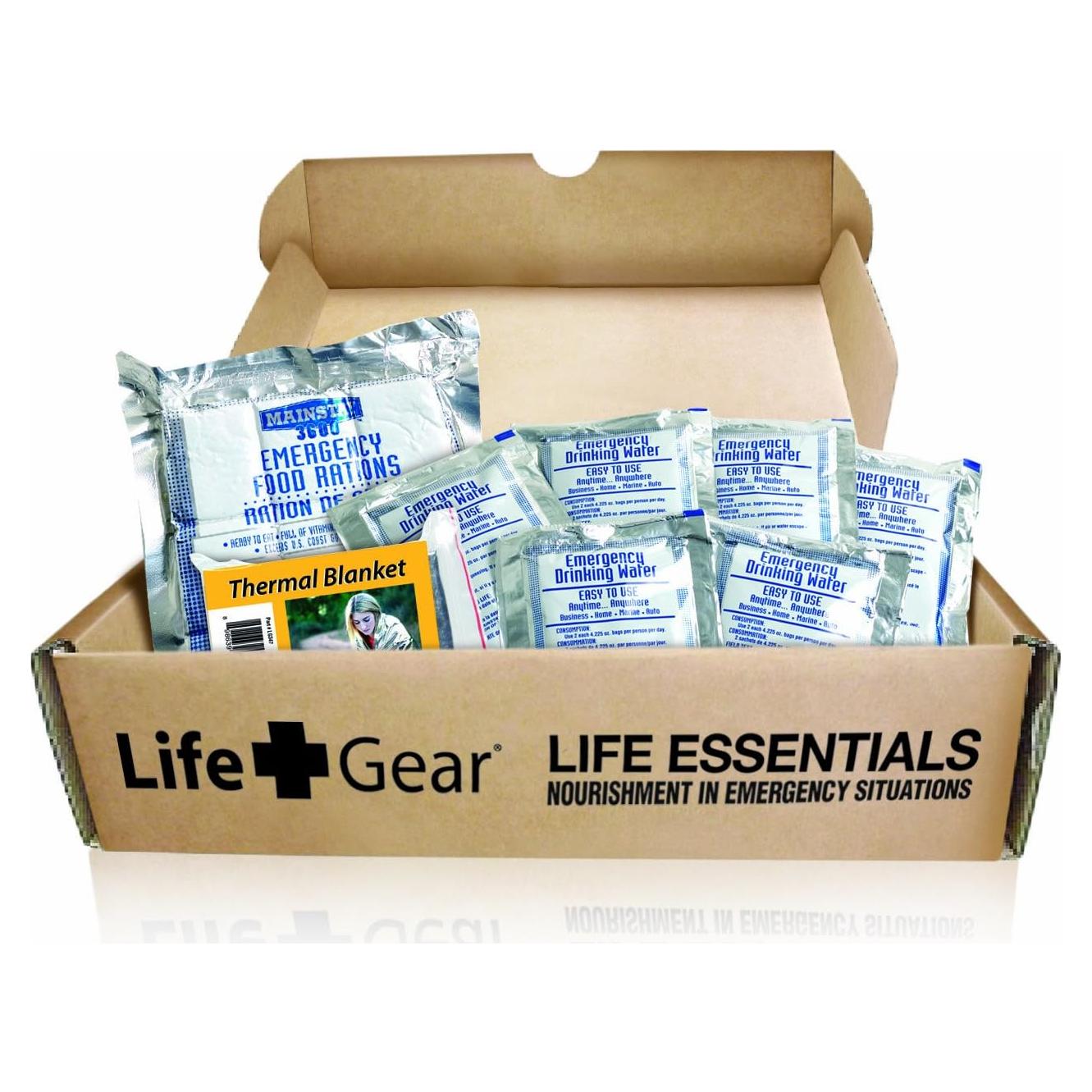 Kit de Emergencia Life+Gear LG329 para 1 Persona - Comida y Agua 3 Días