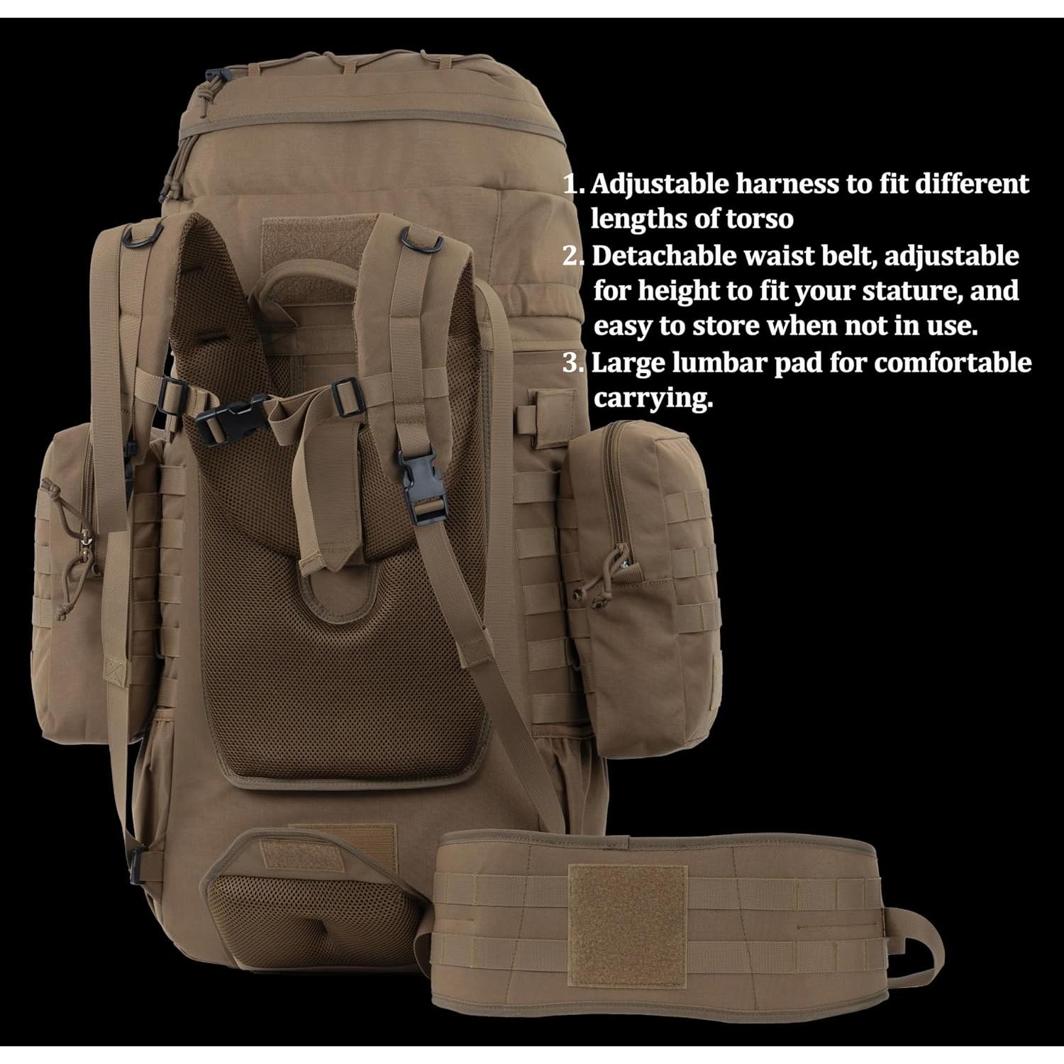 Mochila Táctica Grande 75L BACKFERRY con MOLLE y Hidratación