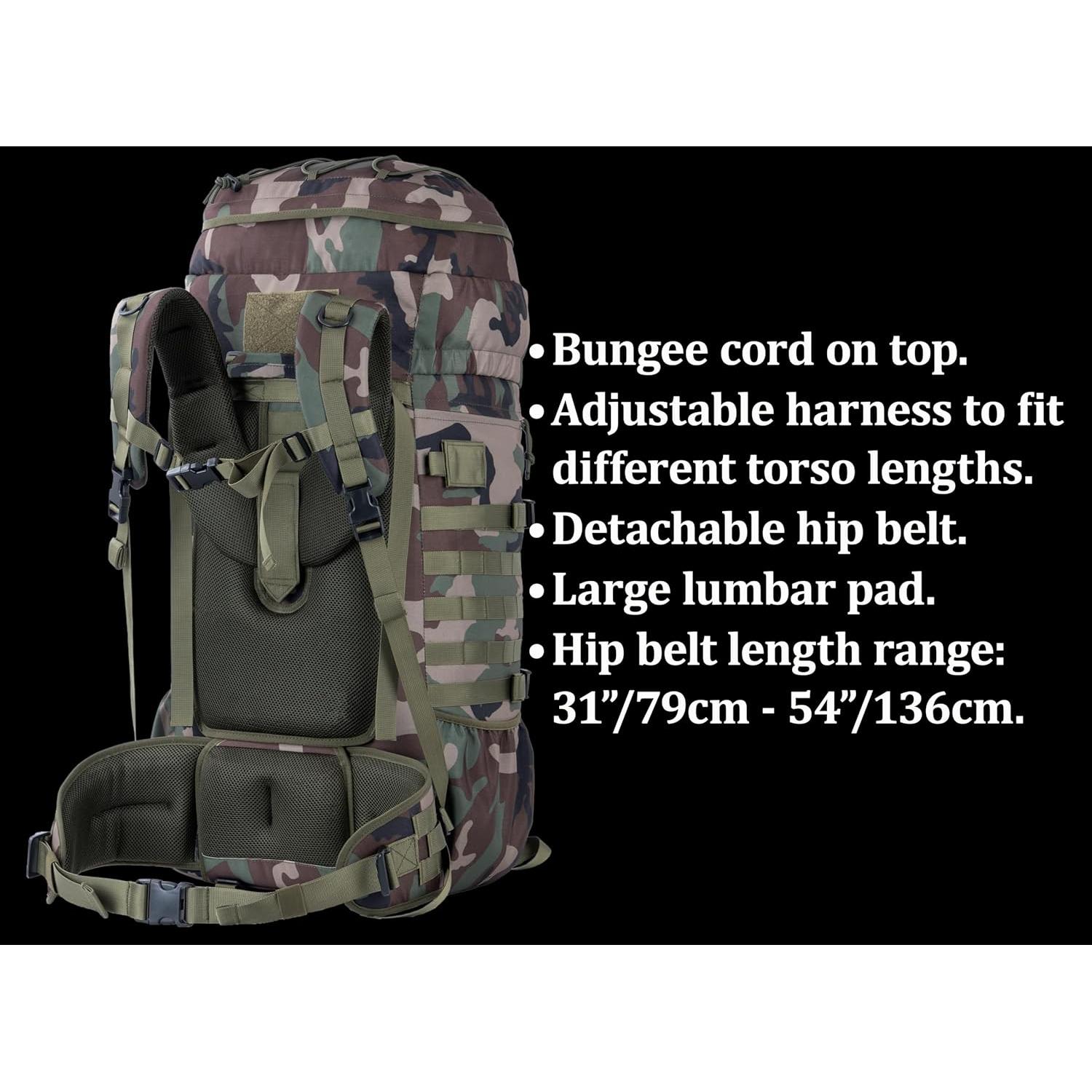 Mochila Táctica Grande 75L BACKFERRY con MOLLE y Hidratación