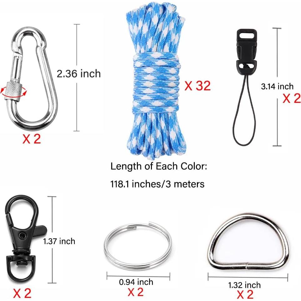 Kit de Paracord 32 Colores Weryerker 3 Metros Nylon Accesorios