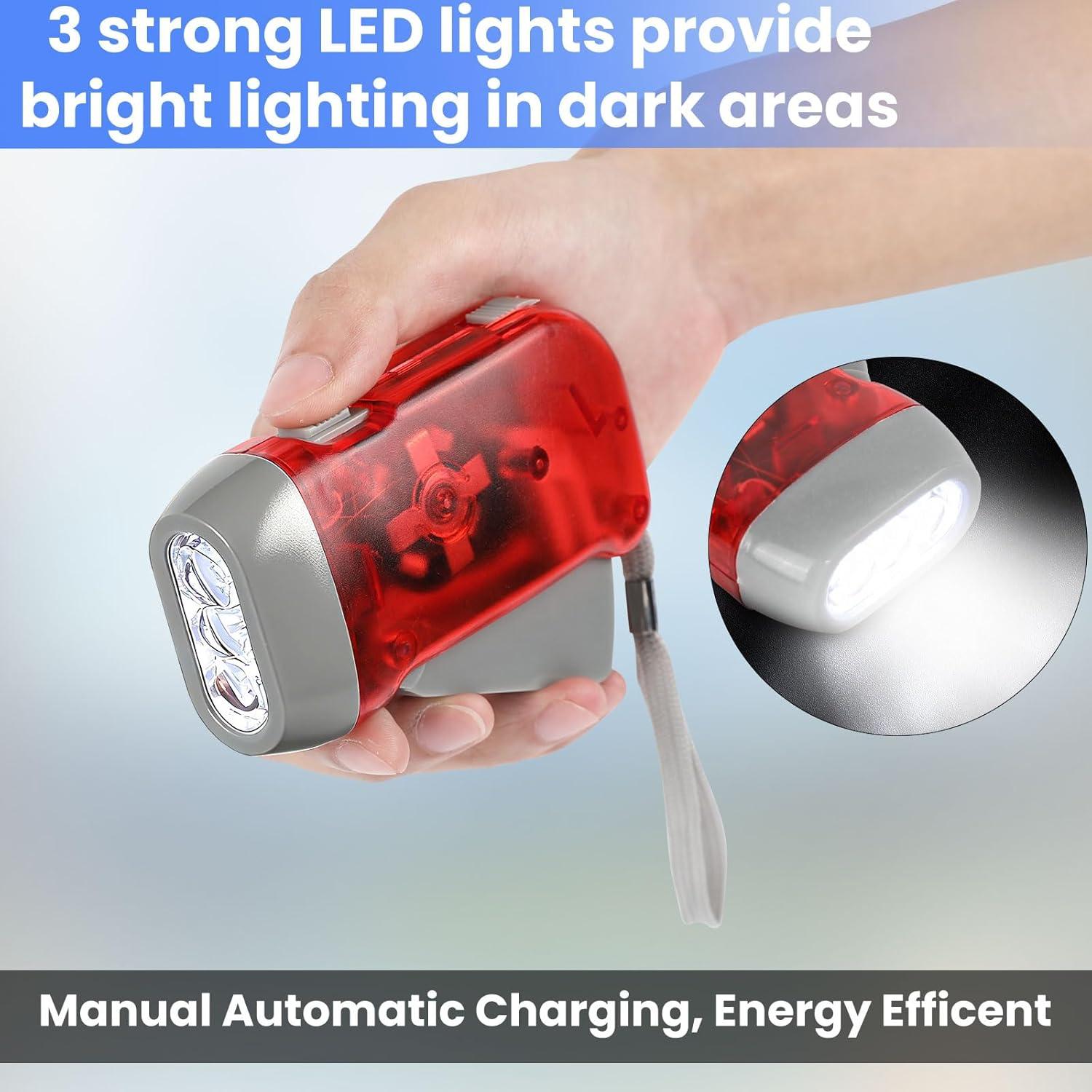 Paquete de 4 Linternas de Manivela BFVV LED para Emergencias