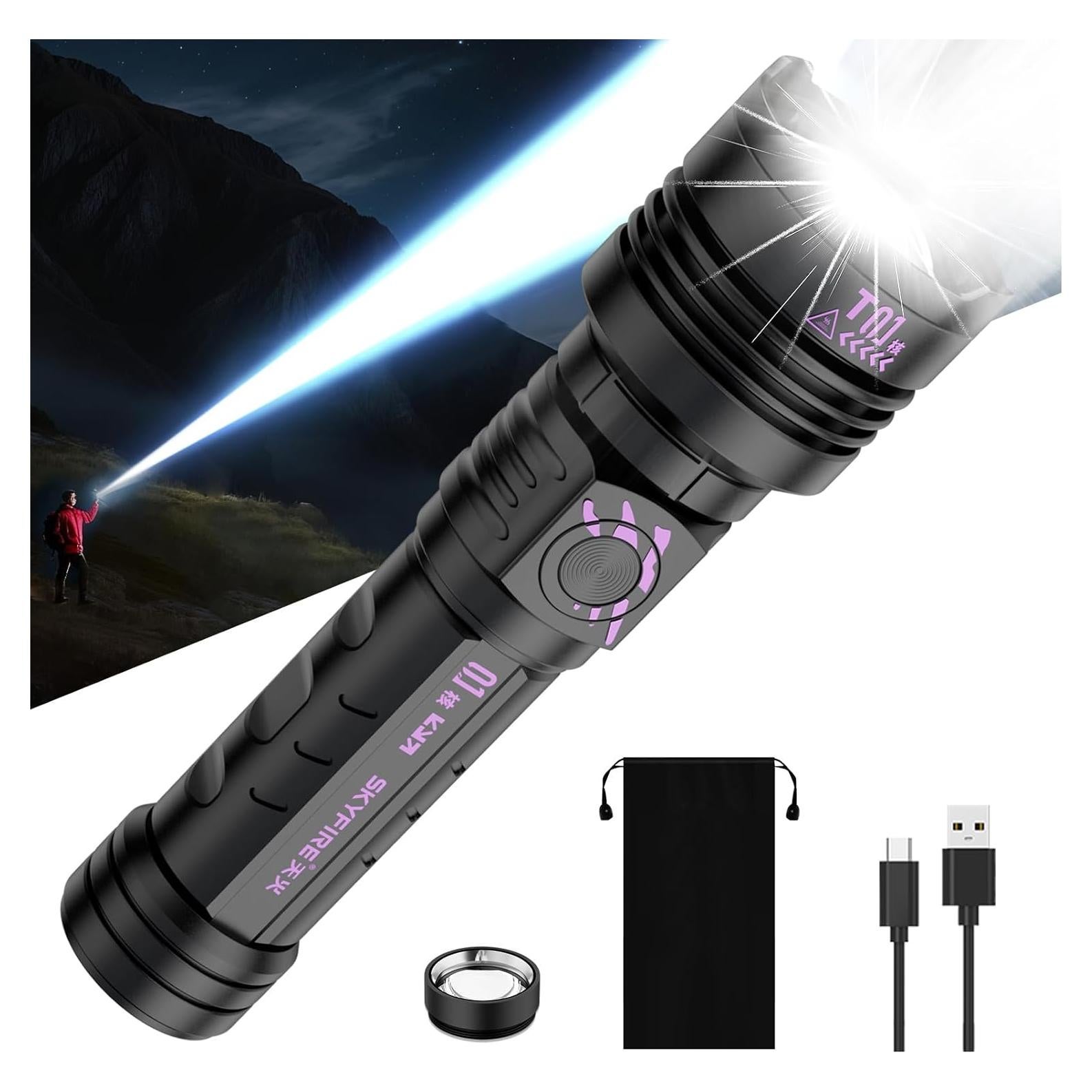 Linterna LED Recargable SKYFIRE 5000mAh IPX6 5 Modos