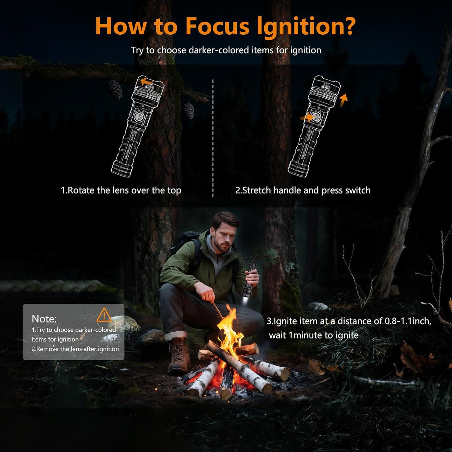 Linterna LED Recargable SKYFIRE 5000mAh IPX6 5 Modos