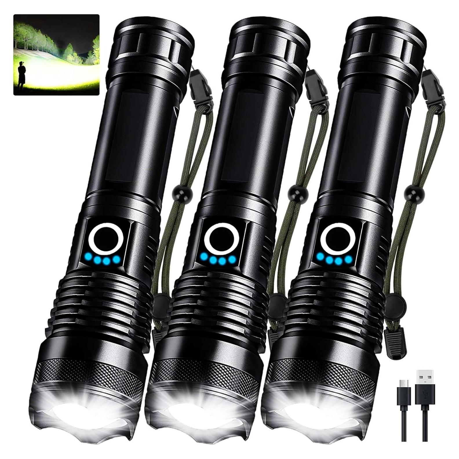 Paquete de 3 Linternas LED Recargables 90,000 Lúmenes MIXILIN
