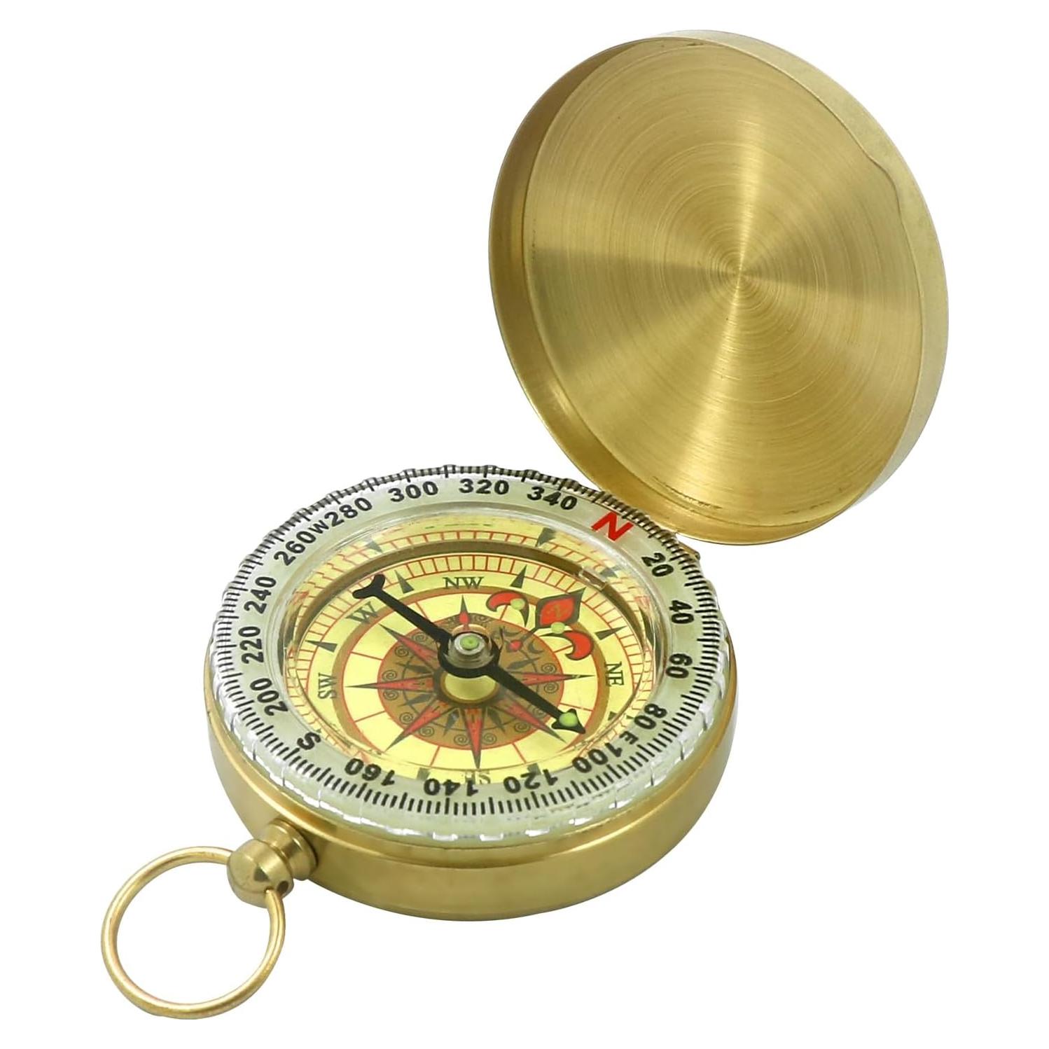 Brújula de latón dorado LGRZYEC ZN-11 para camping y senderismo