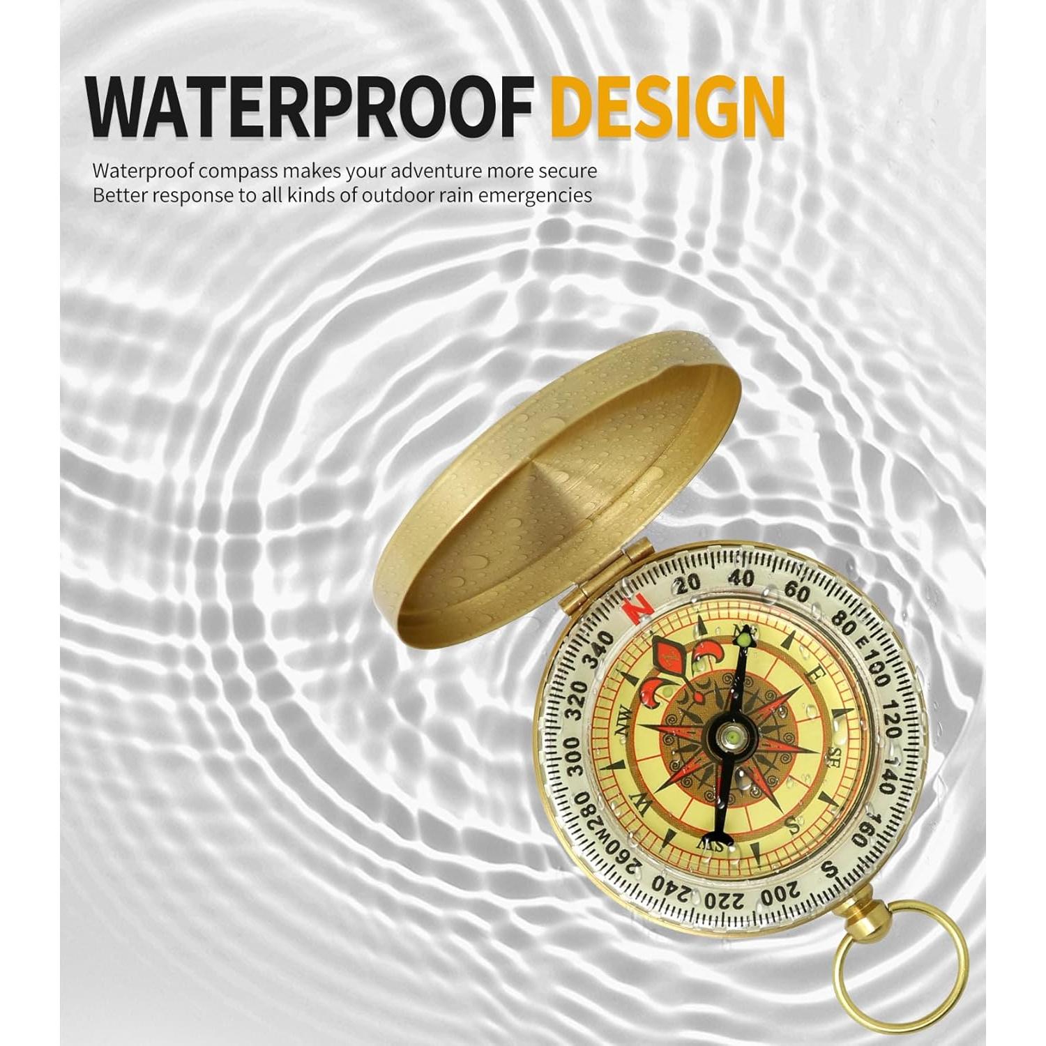 Brújula de latón dorado LGRZYEC ZN-11 para camping y senderismo