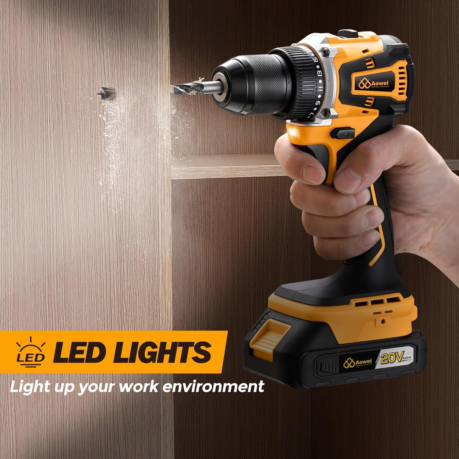 Taladro Inalámbrico AOWEI 20V con 2 Baterías y Cargador