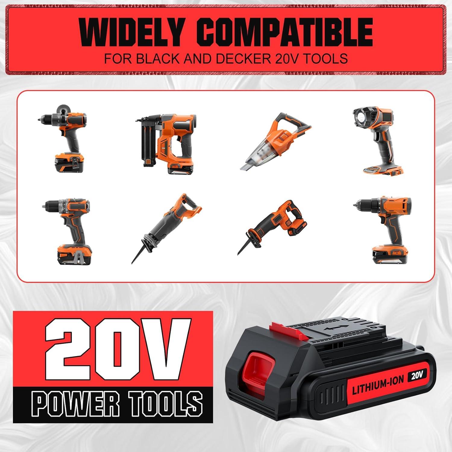 Batería de Reemplazo Black and Decker 20V Max 3.8Ah Litio 2Pack