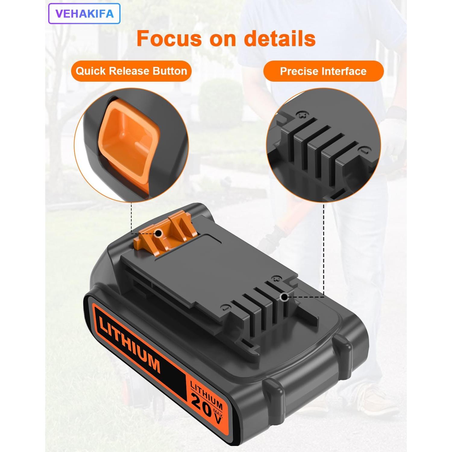 Batería de Litio 20V 2000mAh VEHAKIFA para Black and Decker