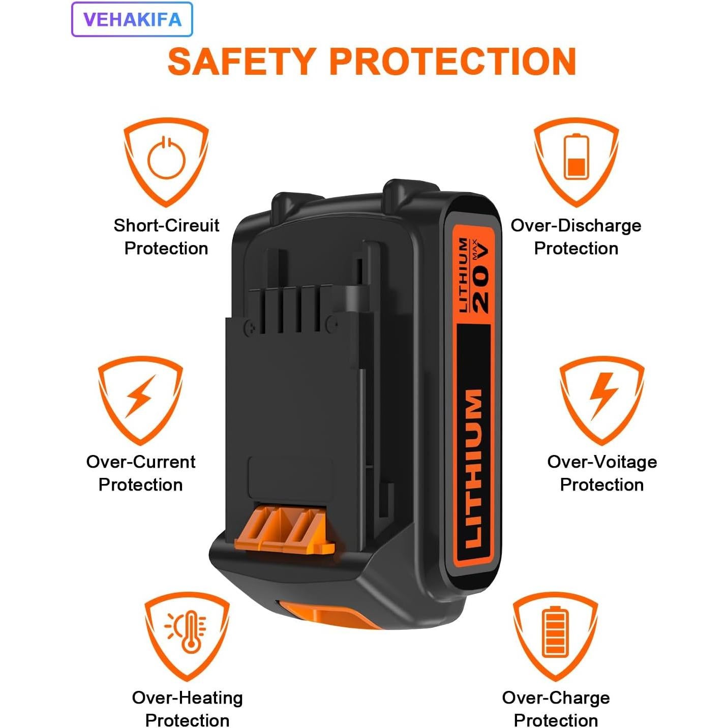 Batería de Litio 20V 2000mAh VEHAKIFA para Black and Decker