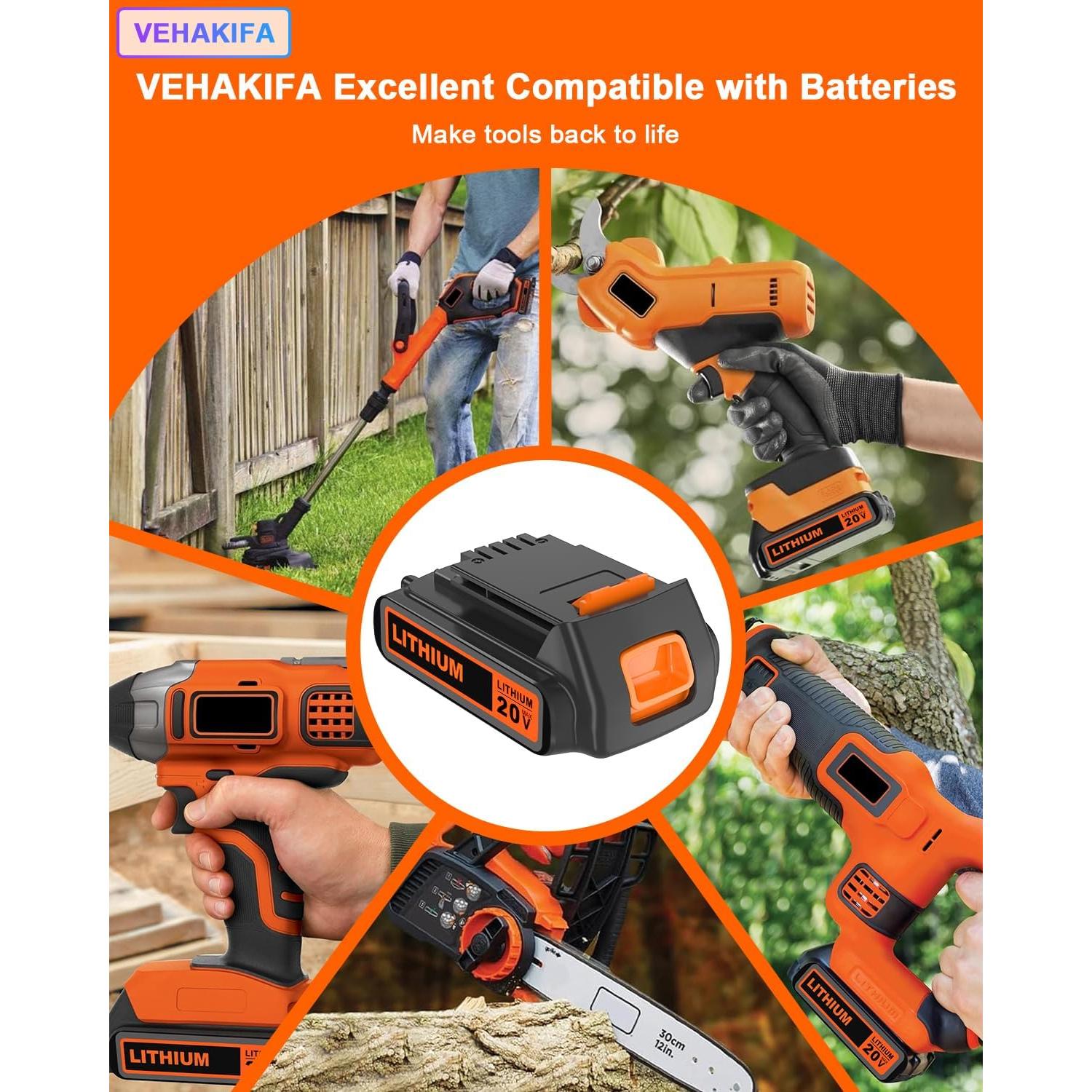 Batería de Litio 20V 2000mAh VEHAKIFA para Black and Decker