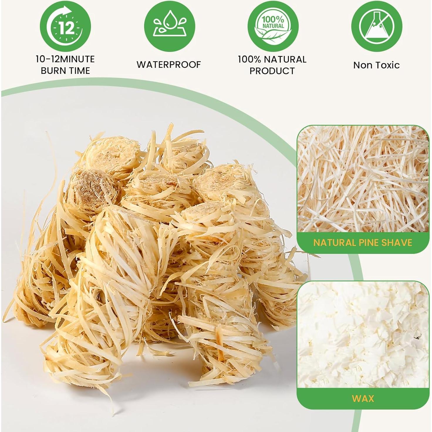 Encendedores Naturales GEEKHOM 32 Piezas para Camping y BBQ