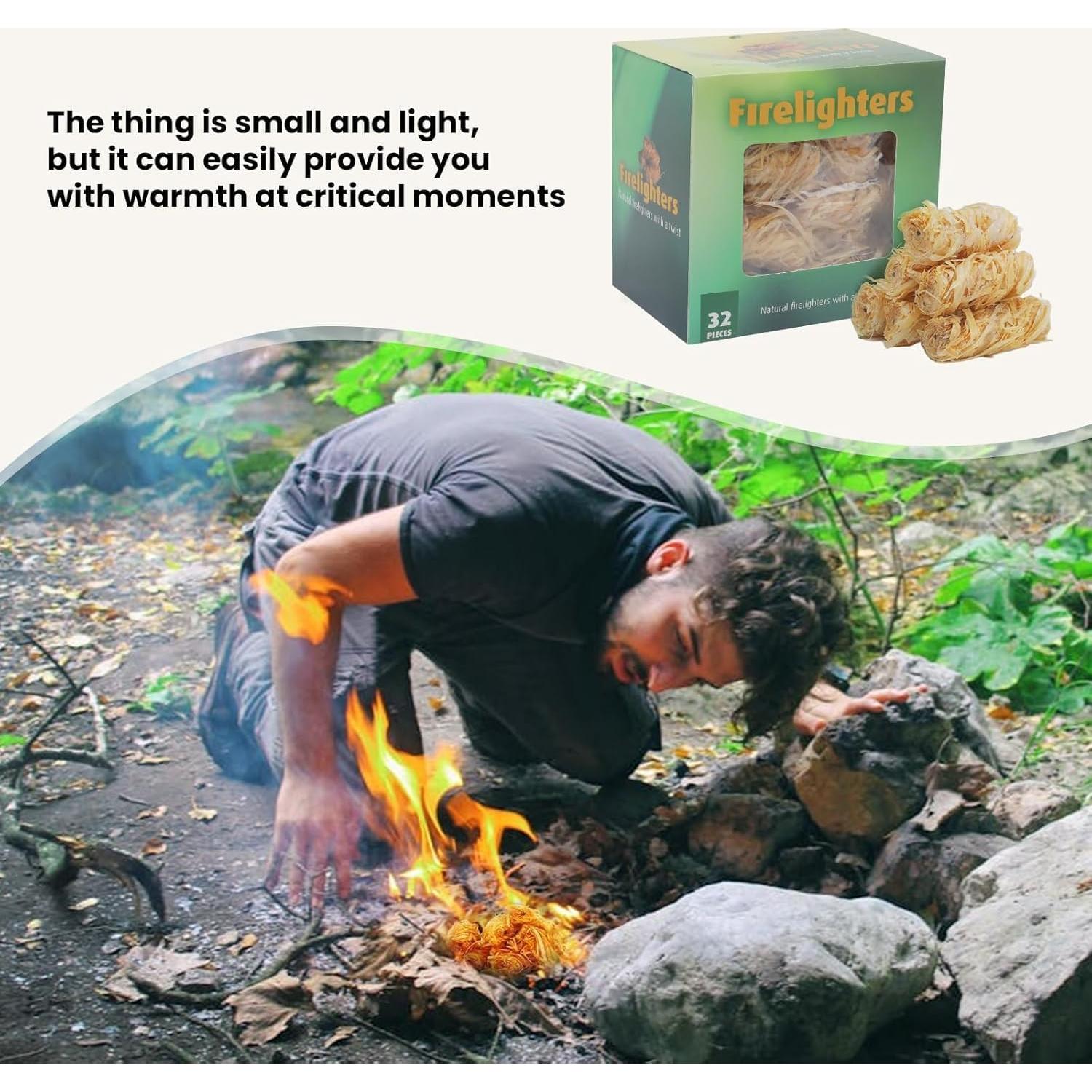 Encendedores Naturales GEEKHOM 32 Piezas para Camping y BBQ