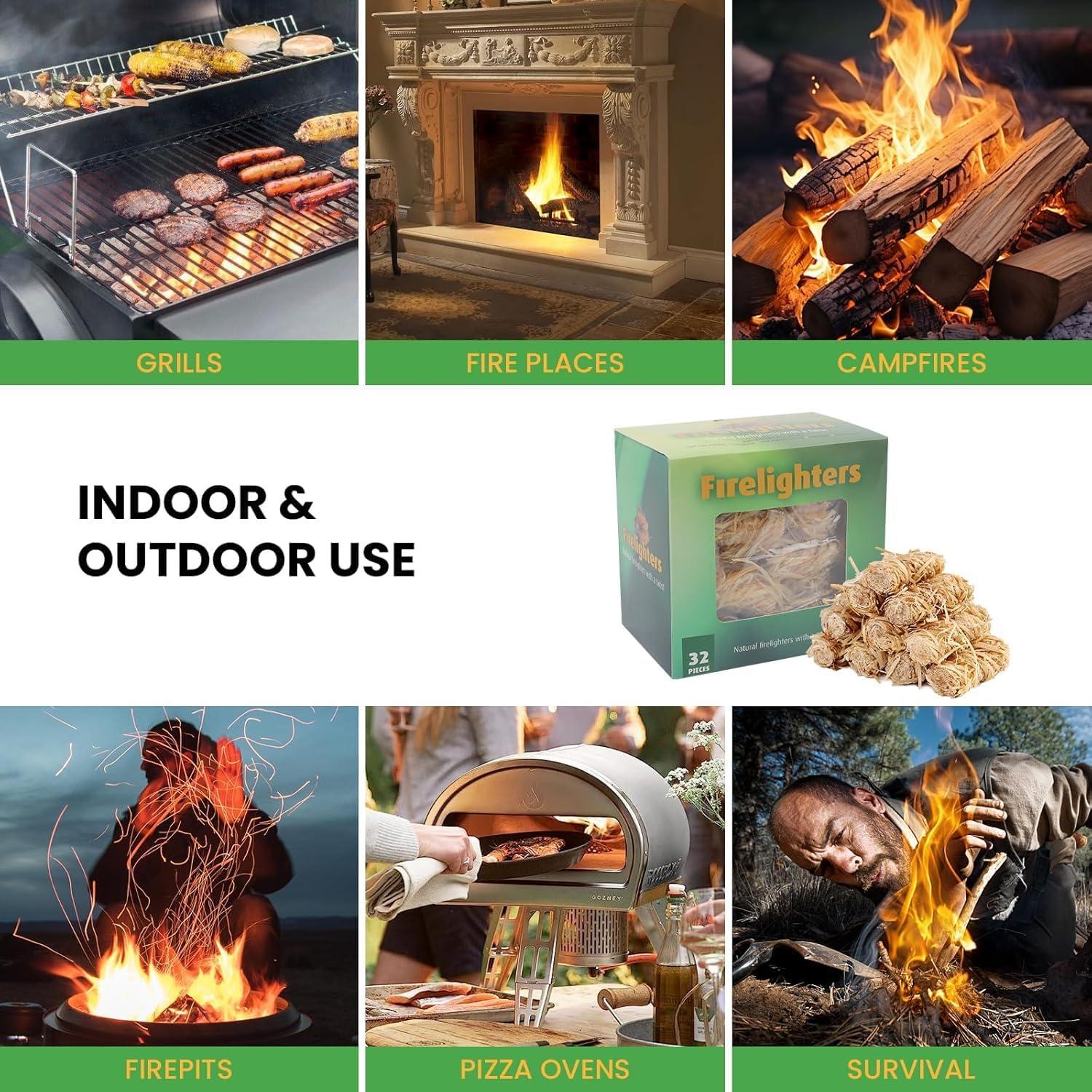 Encendedores Naturales GEEKHOM 32 Piezas para Camping y BBQ