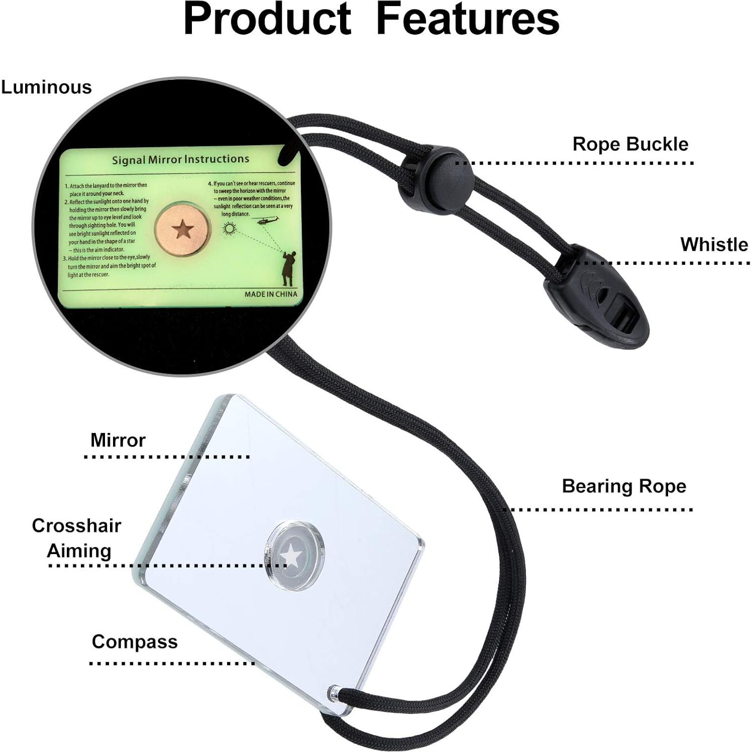 Espejo de Supervivencia Jetec 7.6 x 5 cm Acrílico Resistente