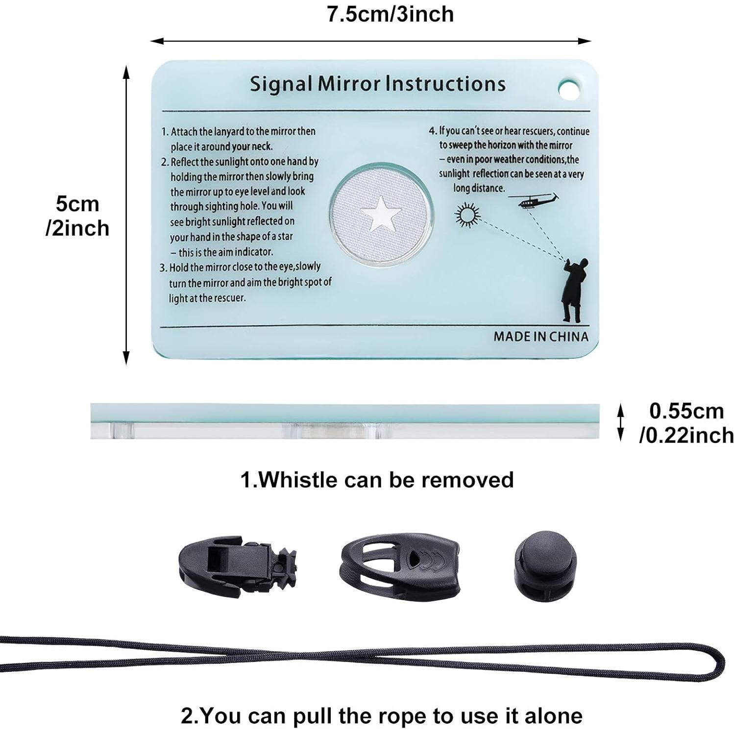 Espejo de Supervivencia Jetec 7.6 x 5 cm Acrílico Resistente