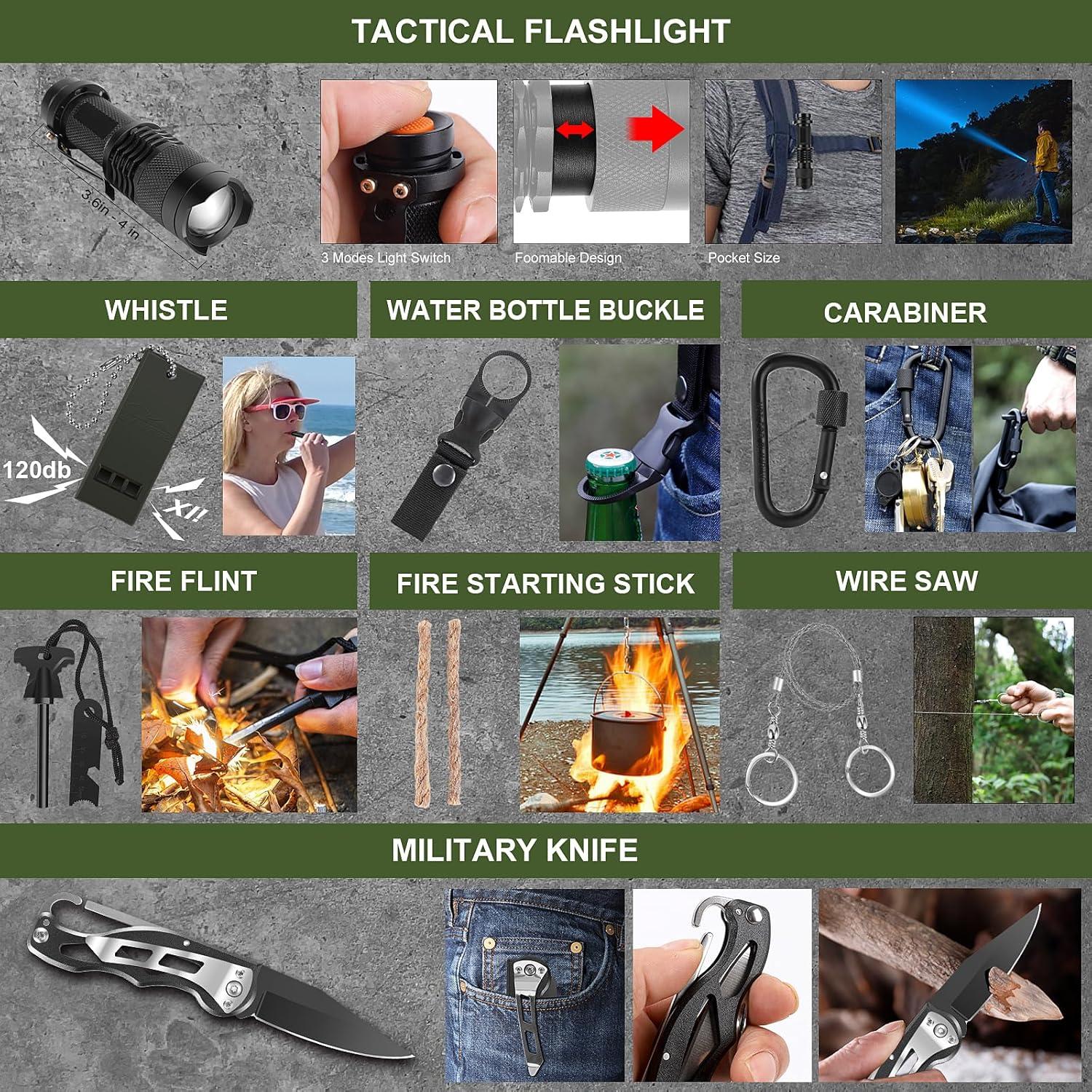 Kit de Supervivencia Kleclcw 150 PCS para Emergencias y Camping