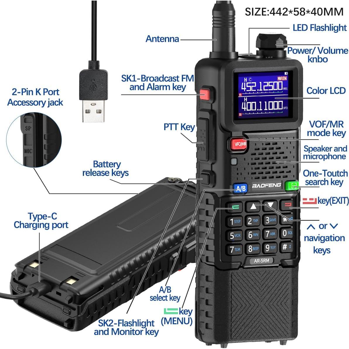 Radio Walkie Talkie Baofeng 5RM 10W 3800mAh 2 Paquete