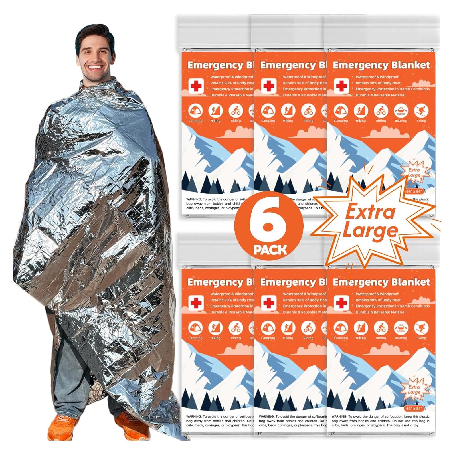 Paquete de 6 mantas térmicas de emergencia Phafaloop 213x163 cm