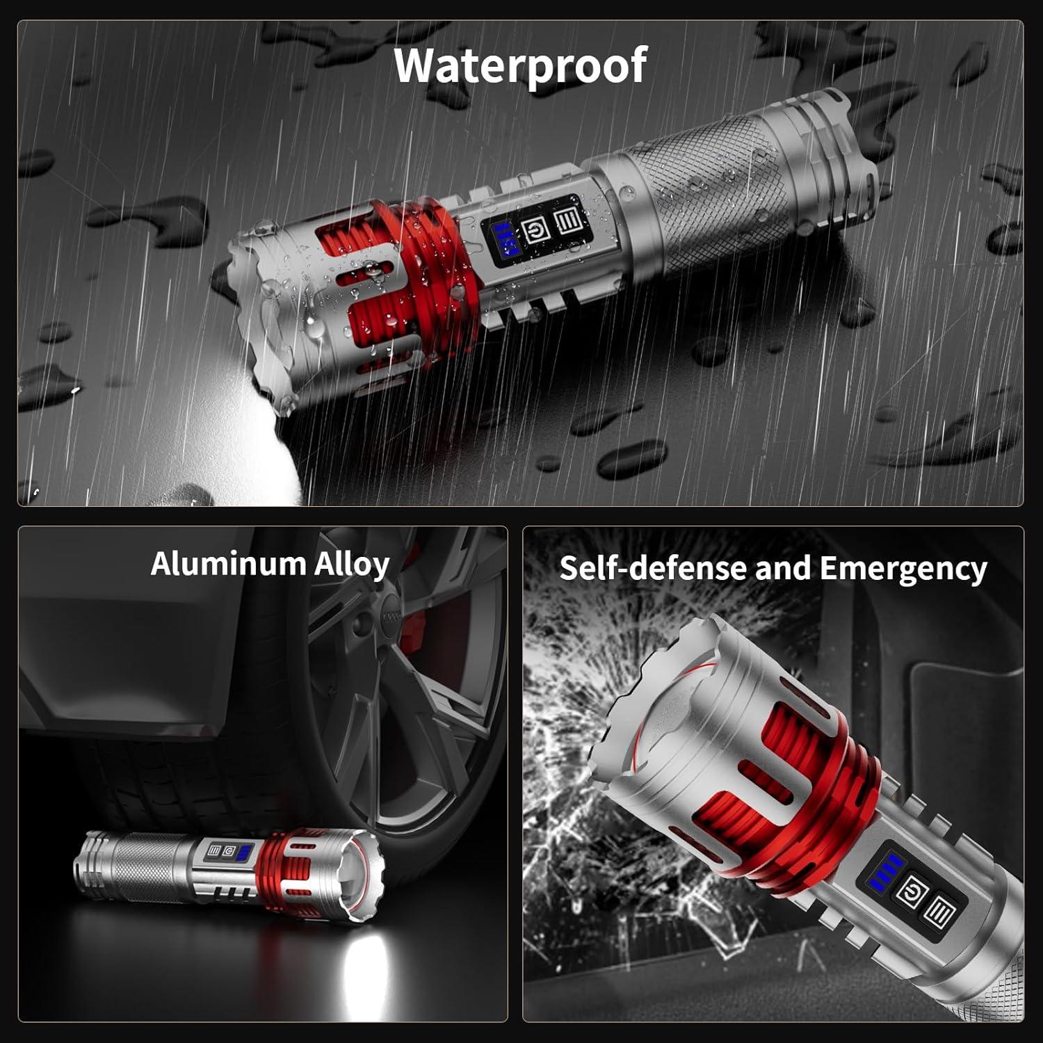 Linterna LED Recargable SKYFIRE 8000lm Enfocable Plata