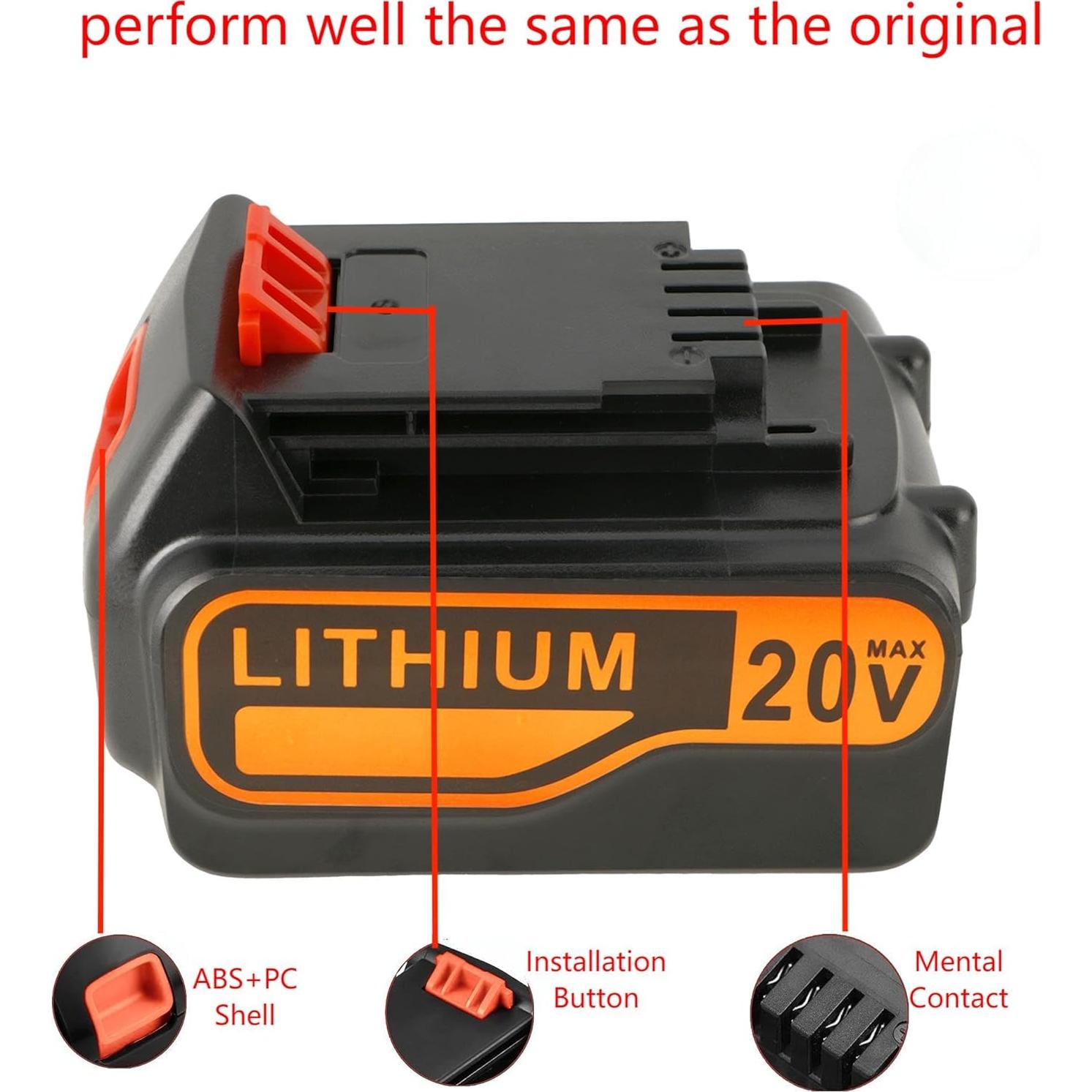 Batería de Reemplazo 4.0Ah 20V QNGLN para Black and Decker