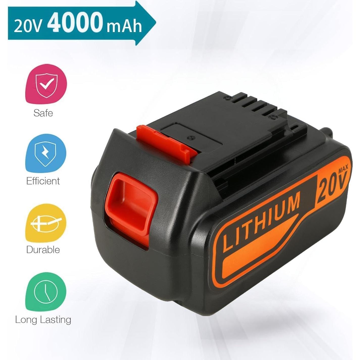 Batería de Reemplazo 4.0Ah 20V QNGLN para Black and Decker