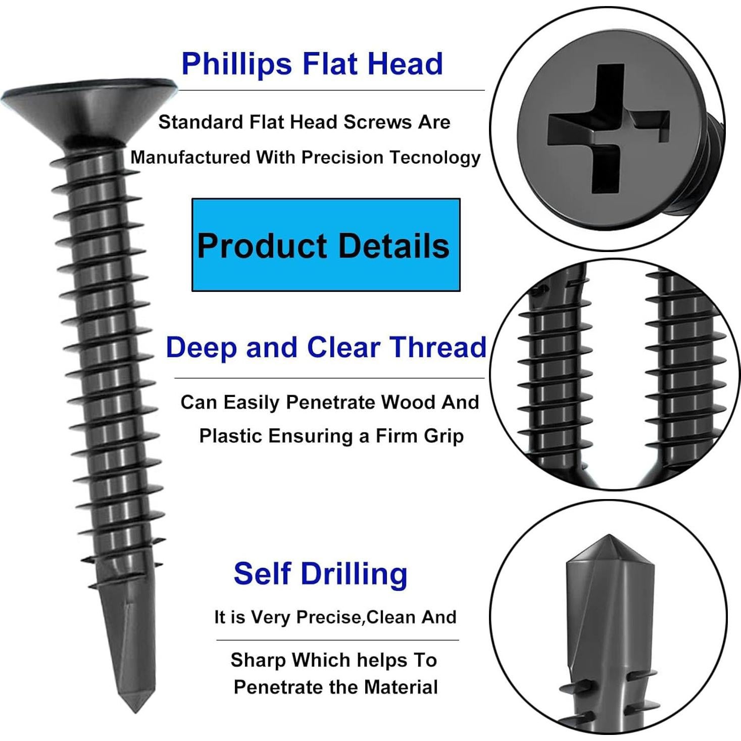 120 Tornillos Autoperforantes HanTof Acero Inoxidable 410 16mm