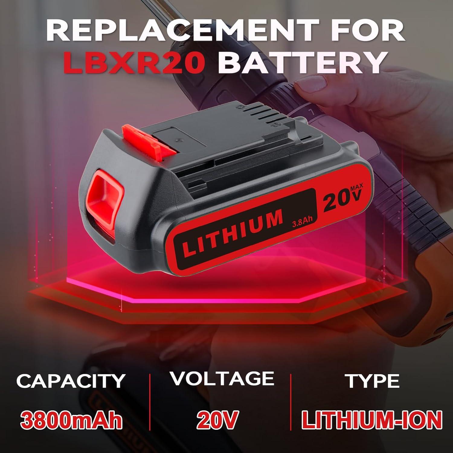 Batería de Reemplazo 20V 3.8Ah Black & Decker LBXR20 (2 Pzs)