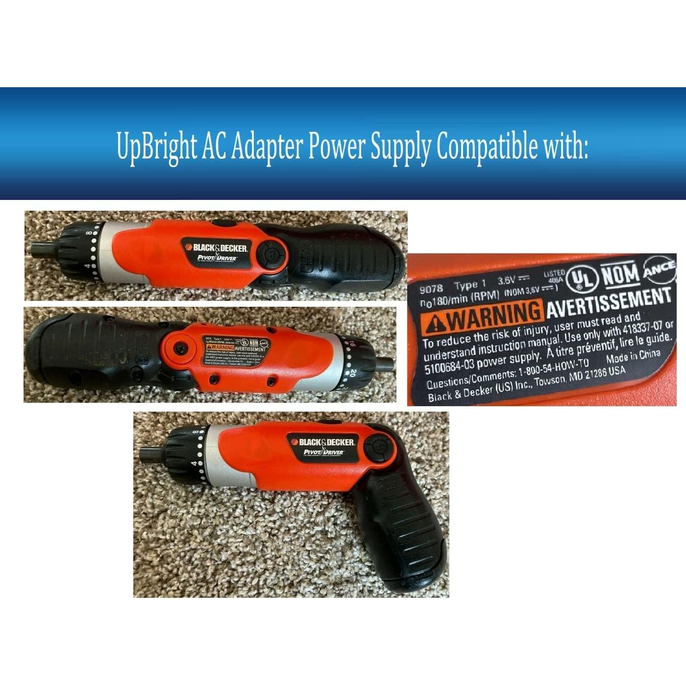 Adaptador CA UpBright 5V para Destornillador Inalámbrico Black & Decker 9078