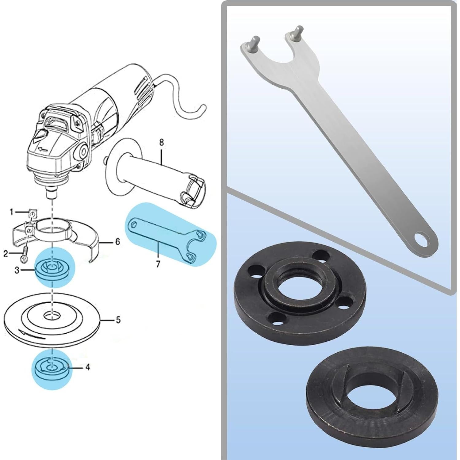 Juego de Tuercas y Llave para Amoladora Angular 4.5"-7" GnDaYoug