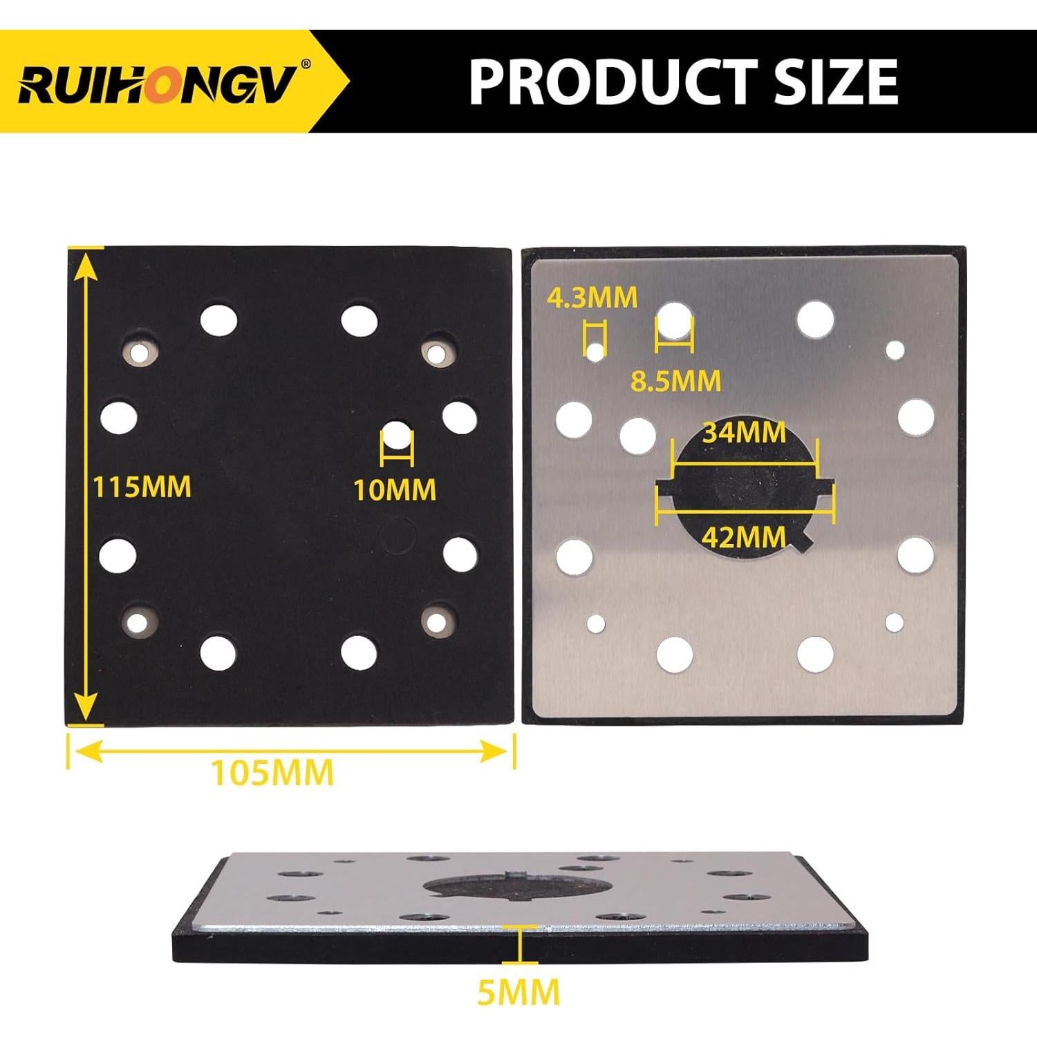 Paquete de 2 almohadillas de lijado cuadradas RUIHONGV 1/4