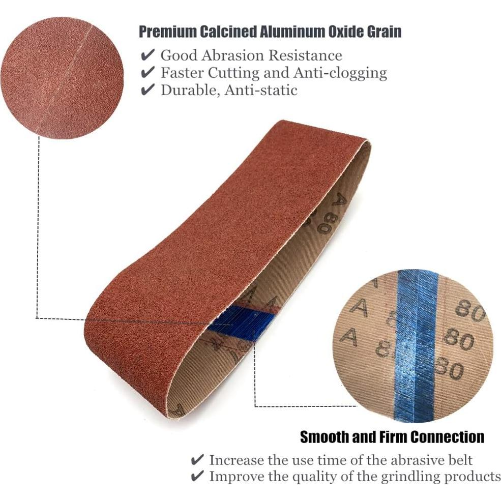 Cintas de Lijado 3x21 Taokyid - 24 Piezas, 40/80/120/240 Granulaciones