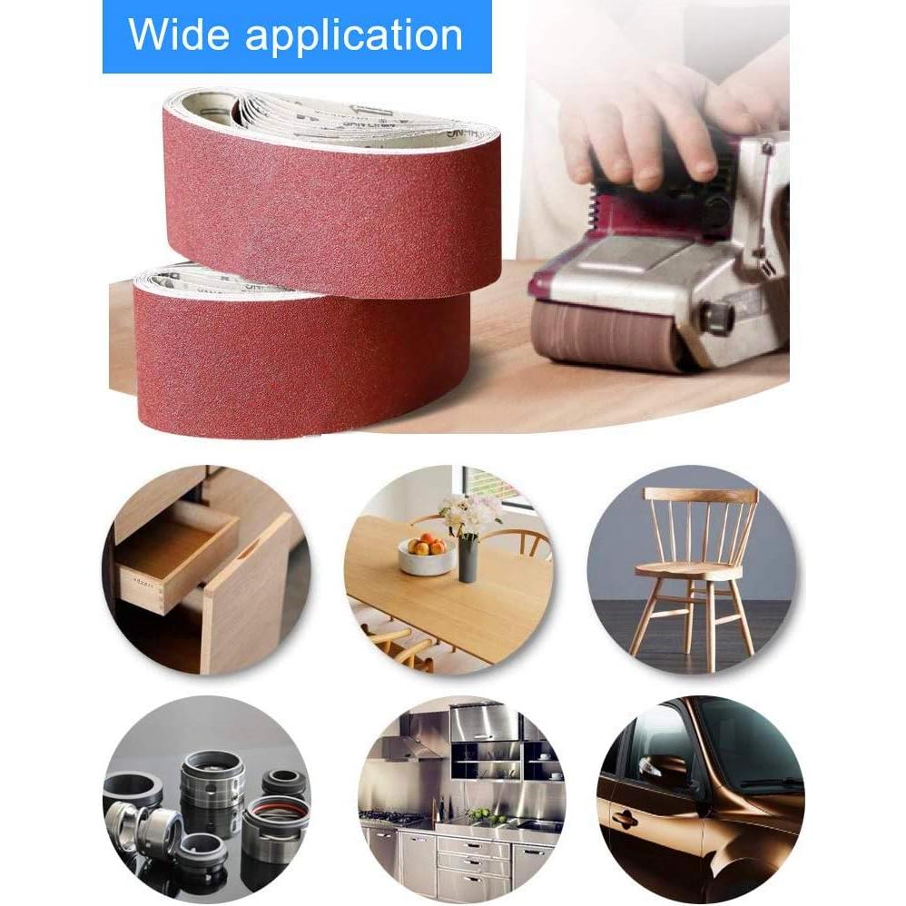 Cintas de Lijado 3x21 Taokyid - 24 Piezas, 40/80/120/240 Granulaciones