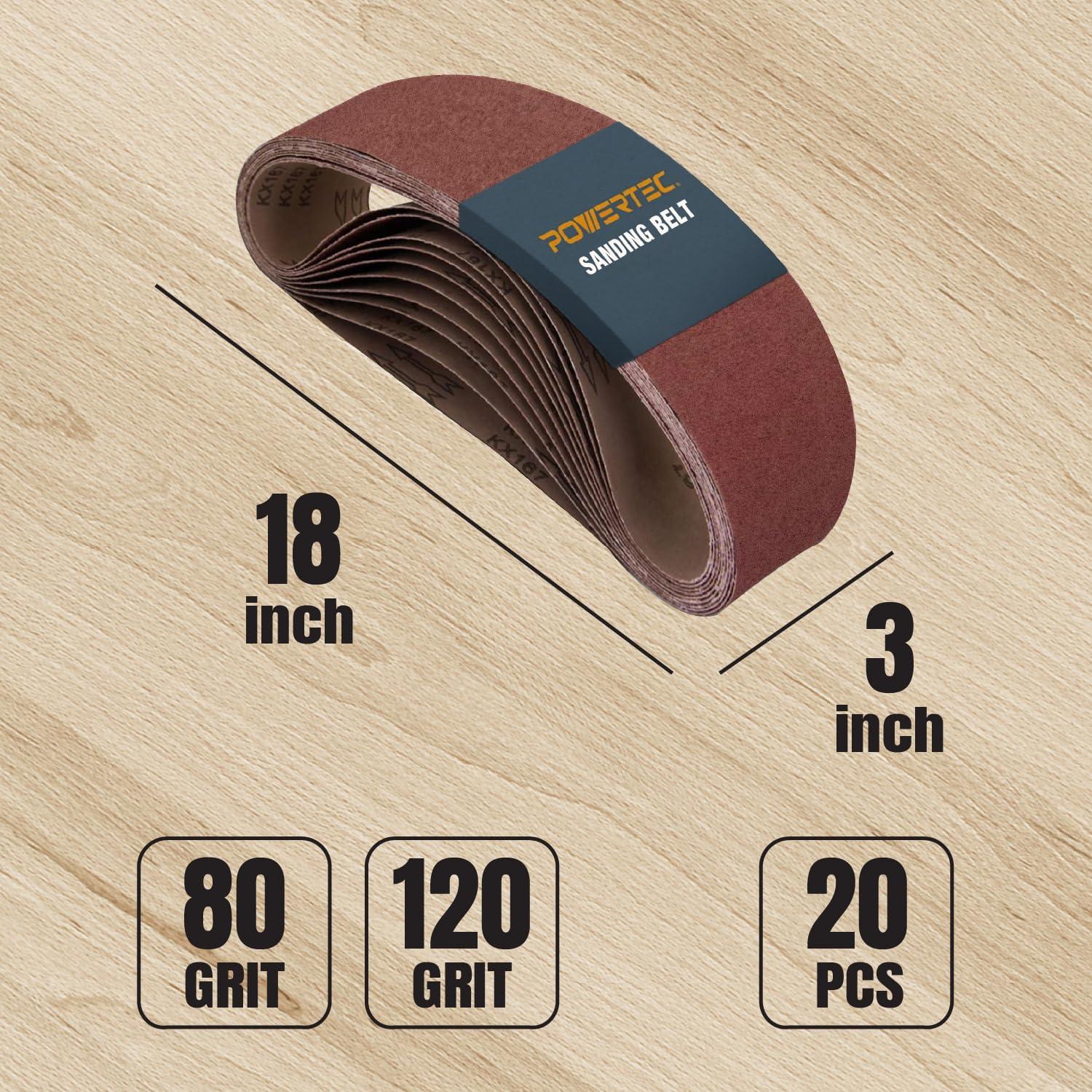Cintas de Lijado POWERTEC 3x18" 80/120 Grano - 20PK