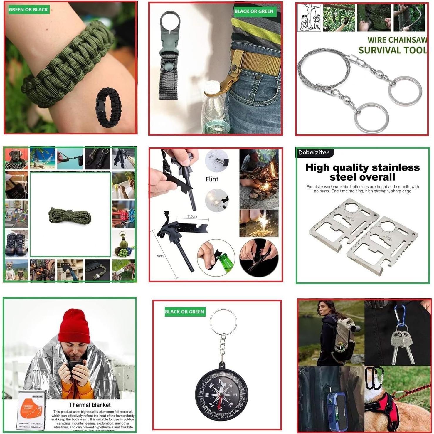 Kit de Supervivencia 26-en-1 SHARP CASTLE con Botiquín y Encendedor