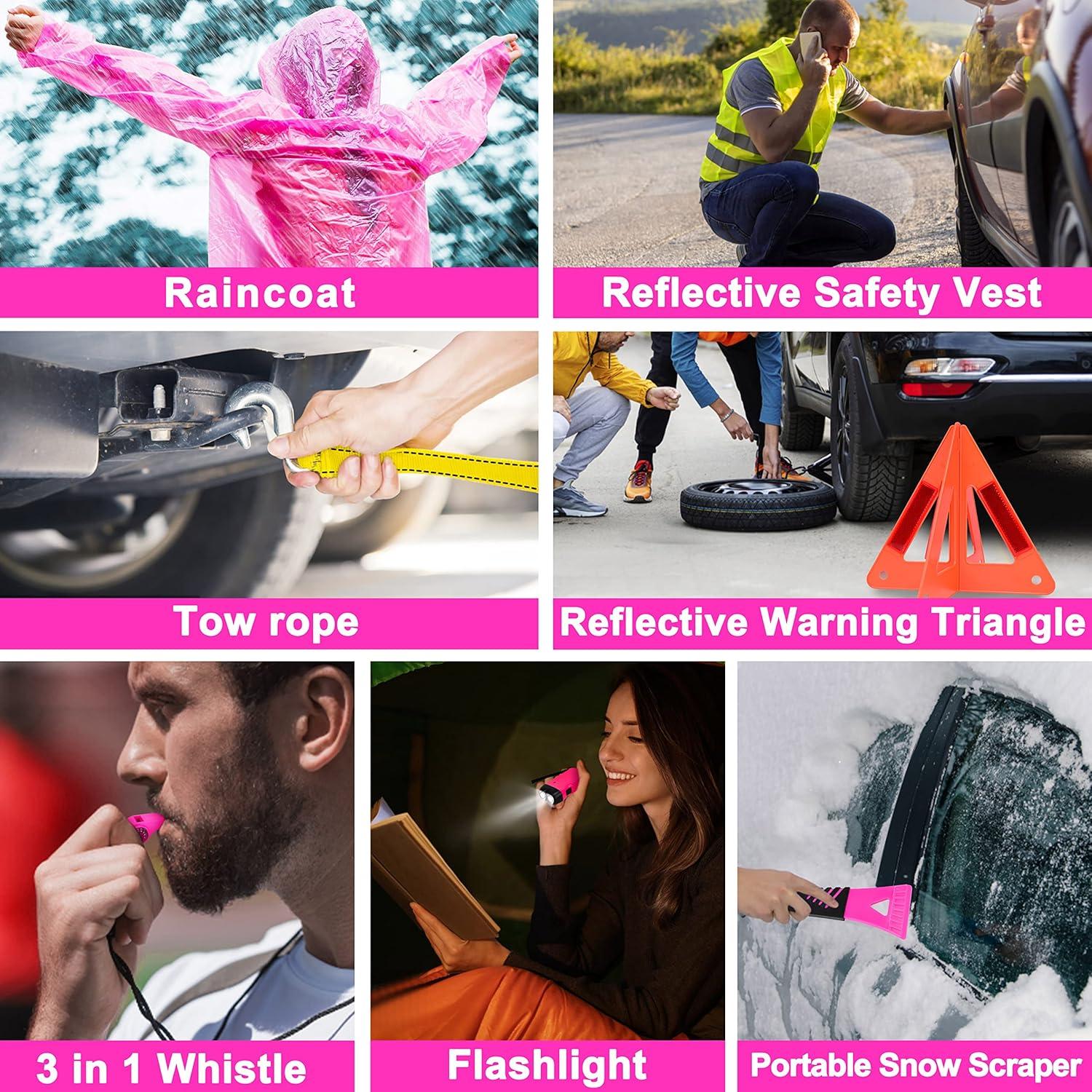Kit de Emergencia para Autos GETLMUL Rosa - 12 Accesorios