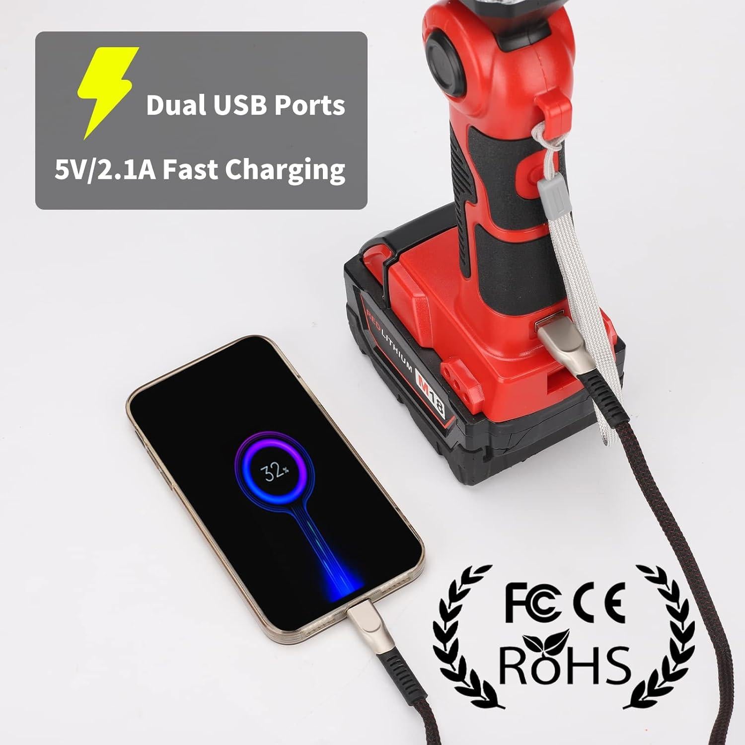 Linterna LED Taingwei 2000LM para Batería Milwaukee 18V