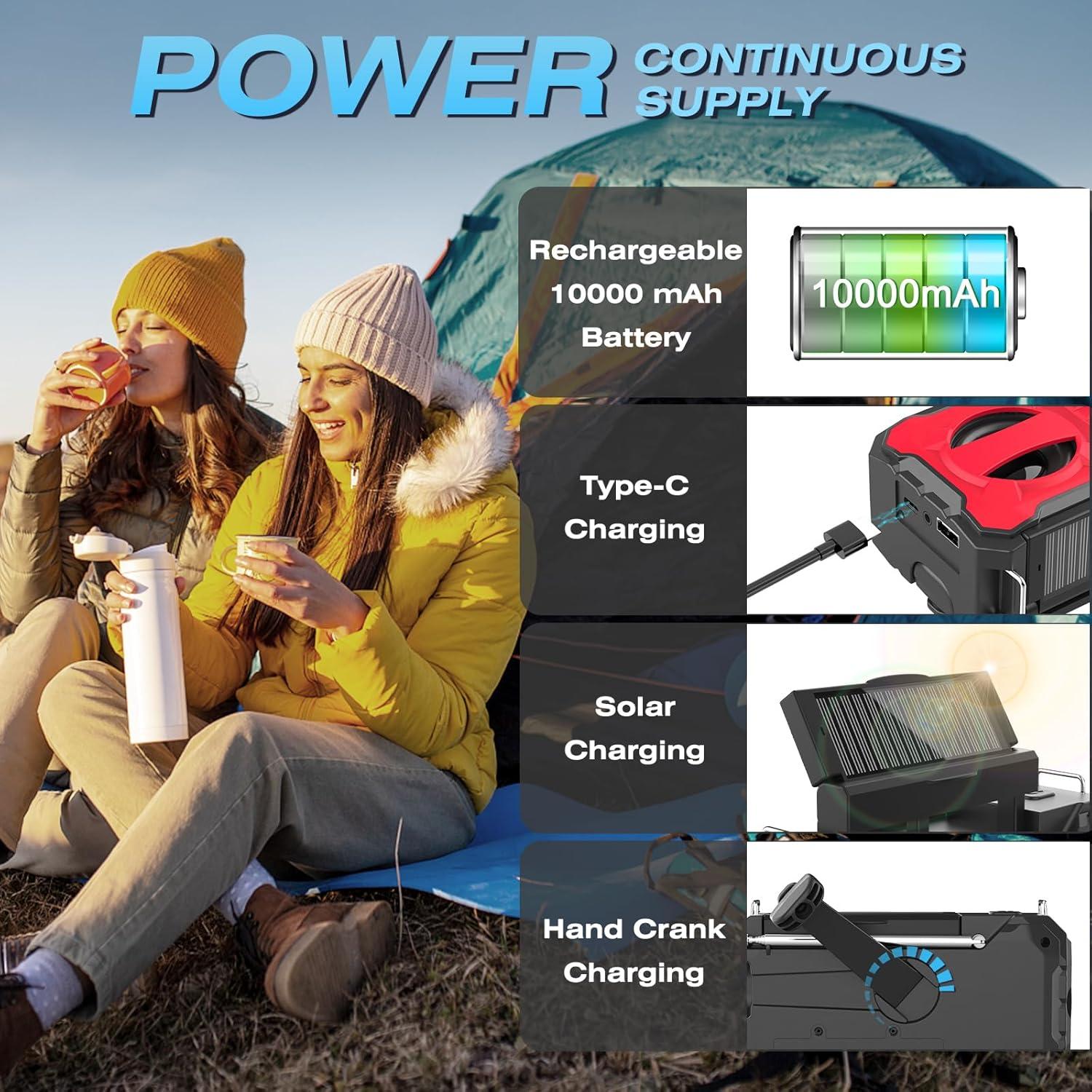 Radio Meteorológica de Emergencia Nitigo 10000mAh con Linterna LED