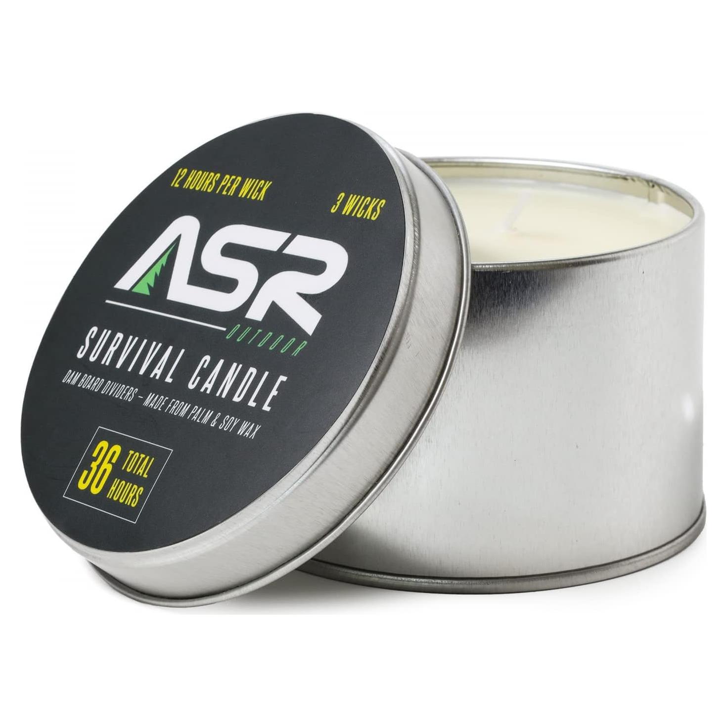 Vela de Emergencia ASR Outdoor 36 Horas 3 Mechas Portátil
