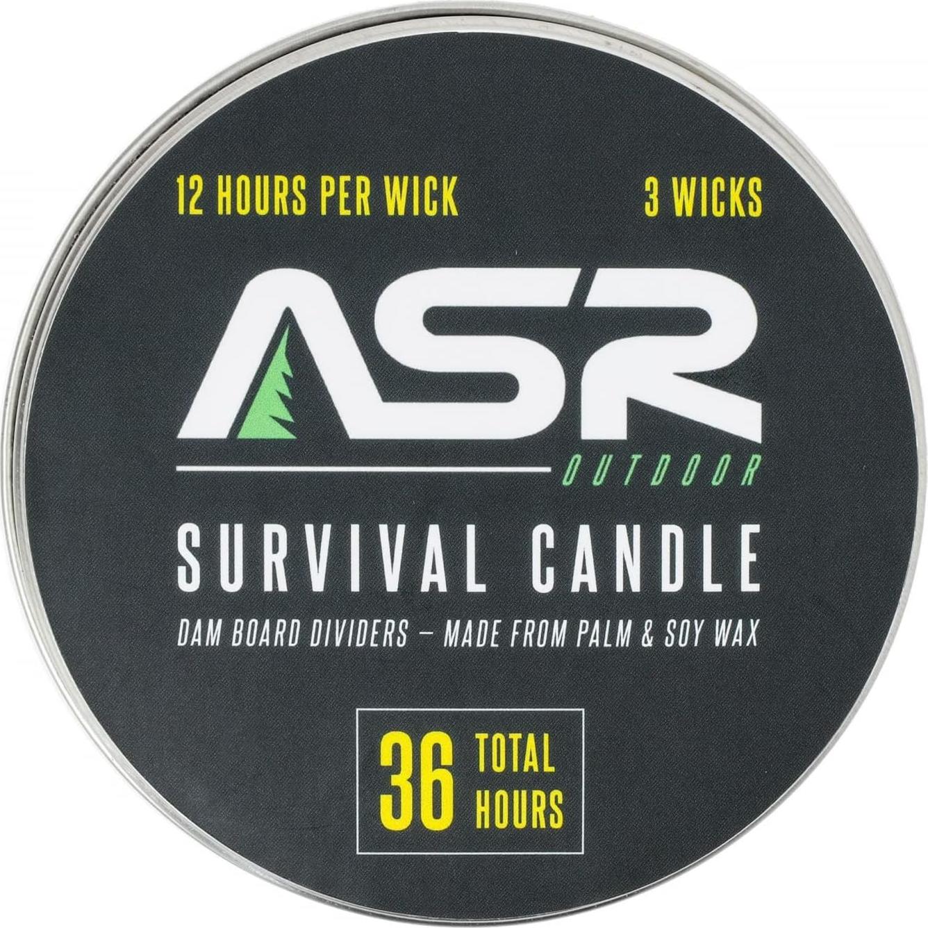 Vela de Emergencia ASR Outdoor 36 Horas 3 Mechas Portátil