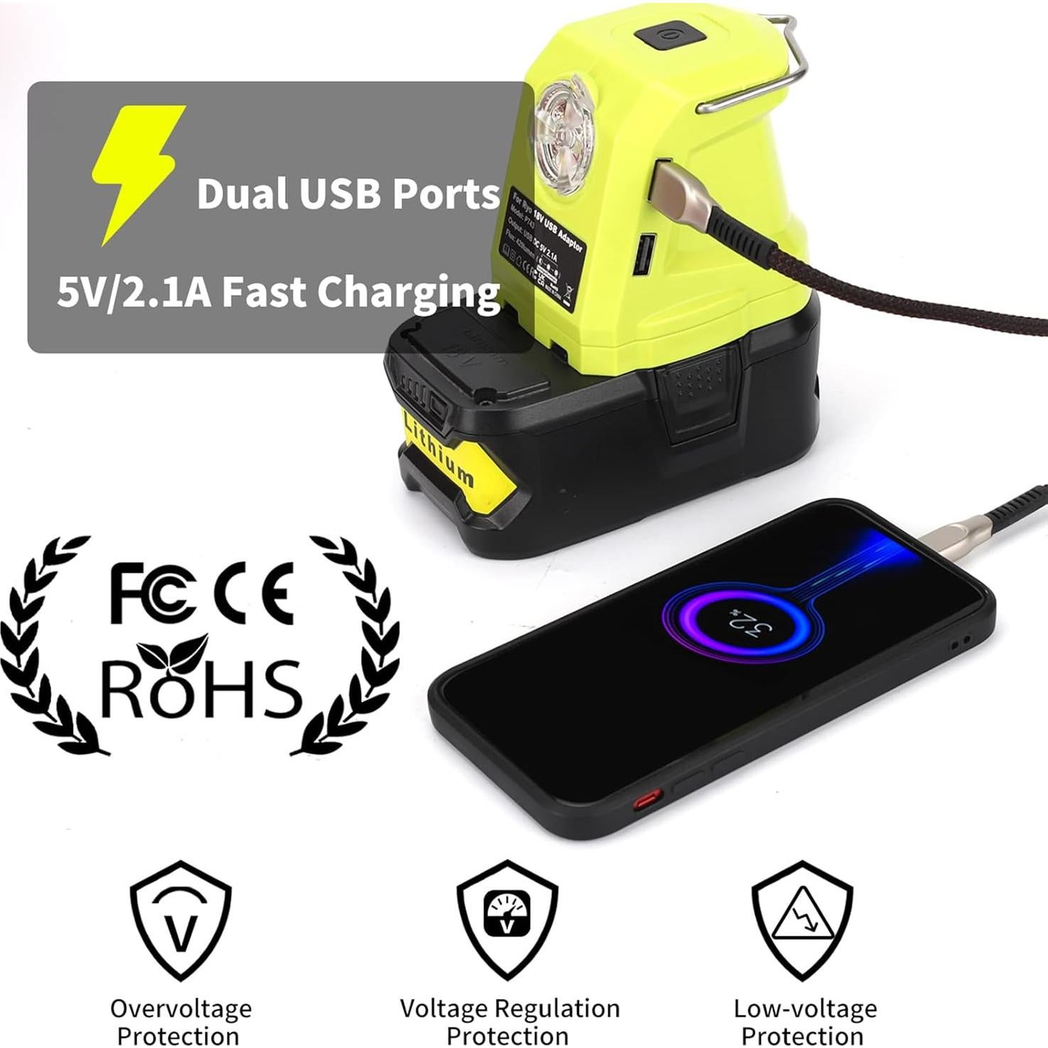 Linterna LED Portátil Taingwei 450lm para Batería Ryobi 18V