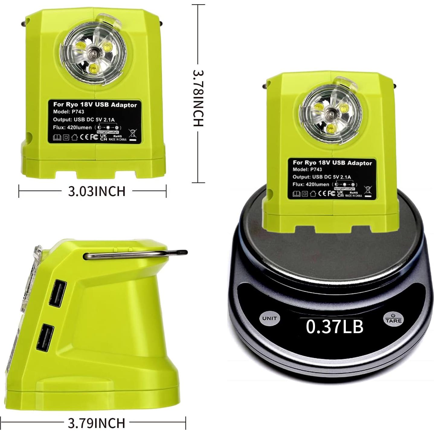 Linterna LED Portátil Taingwei 450lm para Batería Ryobi 18V